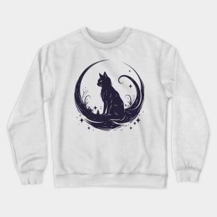 Cat Under Moon Sky Furry Cute Vector Graphic Crewneck Sweatshirt